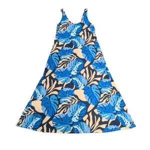Fighting Eel Ava Sky maxi dress Jungle Monstera print Size M Tropical